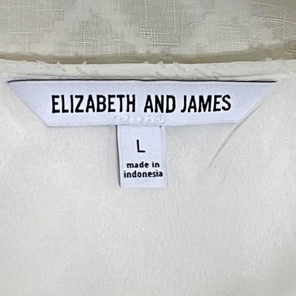 Elizabeth and James Cream V Neck Front Tie Long Sleeve Peplum Blouse - Picture 5 of 7